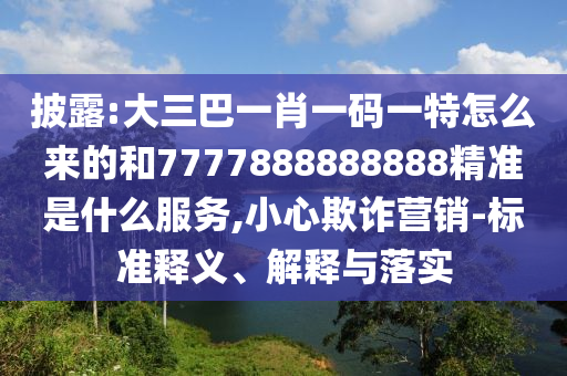 披露:大三巴一肖一碼一特怎么來的和7777888888888精準(zhǔn)是什么服務(wù),小心欺詐營銷-標(biāo)準(zhǔn)釋義、解釋與落實(shí)