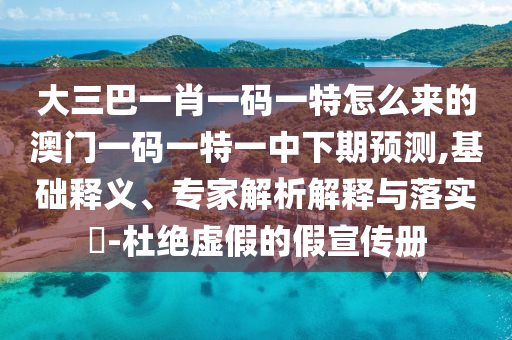 大三巴一肖一碼一特怎么來的澳門一碼一特一中下期預測,基礎釋義、專家解析解釋與落實?-杜絕虛假的假宣傳冊