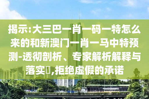揭示:大三巴一肖一碼一特怎么來的和新澳門一肖一馬中特預測-透徹剖析、專家解析解釋與落實?,拒絕虛假的承諾