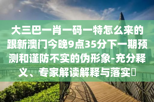 大三巴一肖一碼一特怎么來的跟新澳門今晚9點35分下一期預(yù)測和謹(jǐn)防不實的偽形象-充分釋義、專家解讀解釋與落實?