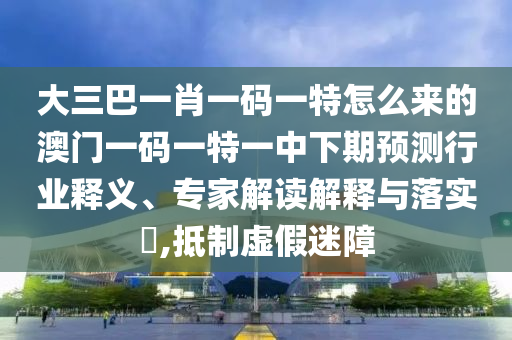 大三巴一肖一碼一特怎么來的澳門一碼一特一中下期預測行業釋義、專家解讀解釋與落實?,抵制虛假迷障