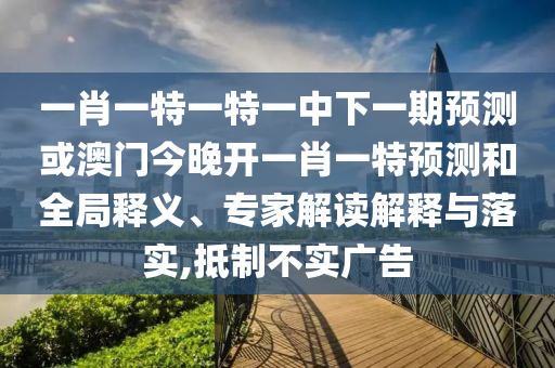 一肖一特一特一中下一期預測或澳門今晚開一肖一特預測和全局釋義、專家解讀解釋與落實,抵制不實廣告