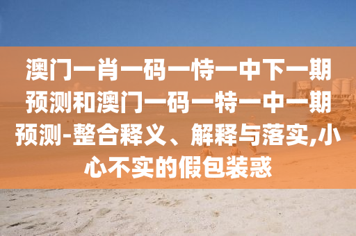 澳門一肖一碼一恃一中下一期預(yù)測和澳門一碼一特一中一期預(yù)測-整合釋義、解釋與落實,小心不實的假包裝惑