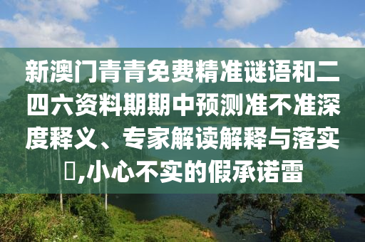 新澳門青青免費精準謎語和二四六資料期期中預測準不準深度釋義、專家解讀解釋與落實?,小心不實的假承諾雷