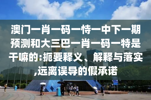 澳門一肖一碼一恃一中下一期預(yù)測和大三巴一肖一碼一特是干嘛的:扼要釋義、解釋與落實,遠(yuǎn)離誤導(dǎo)的假承諾