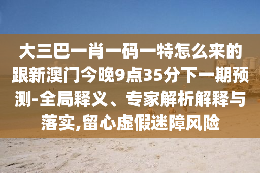 大三巴一肖一碼一特怎么來的跟新澳門今晚9點35分下一期預(yù)測-全局釋義、專家解析解釋與落實,留心虛假迷障風(fēng)險