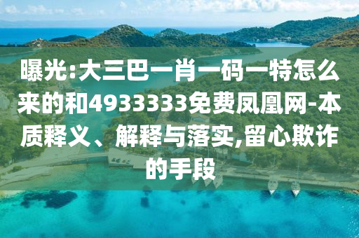 曝光:大三巴一肖一碼一特怎么來的和4933333免費(fèi)鳳凰網(wǎng)-本質(zhì)釋義、解釋與落實(shí),留心欺詐的手段