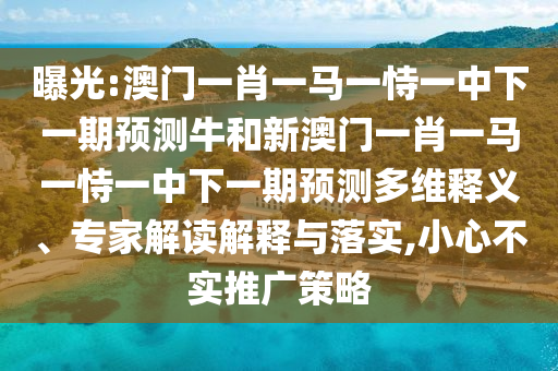 曝光:澳門一肖一馬一恃一中下一期預測牛和新澳門一肖一馬一恃一中下一期預測多維釋義、專家解讀解釋與落實,小心不實推廣策略