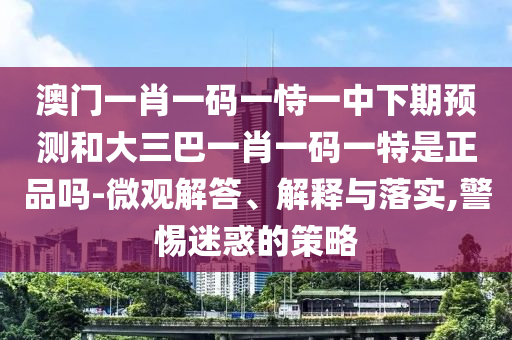 澳門(mén)一肖一碼一恃一中下期預(yù)測(cè)和大三巴一肖一碼一特是正品嗎-微觀解答、解釋與落實(shí),警惕迷惑的策略