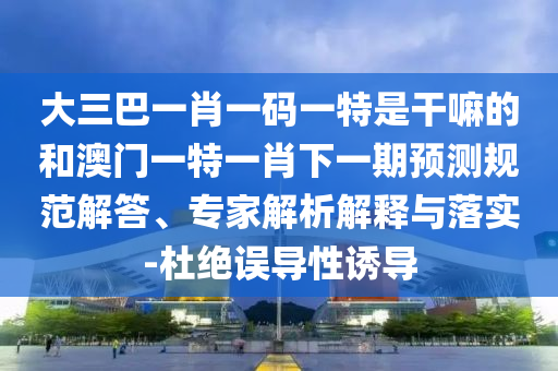 大三巴一肖一碼一特是干嘛的和澳門一特一肖下一期預(yù)測(cè)規(guī)范解答、專家解析解釋與落實(shí)-杜絕誤導(dǎo)性誘導(dǎo)