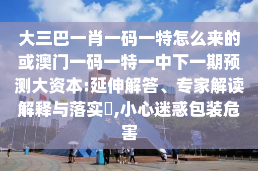 大三巴一肖一碼一特怎么來的或澳門一碼一特一中下一期預測大資本:延伸解答、專家解讀解釋與落實?,小心迷惑包裝危害